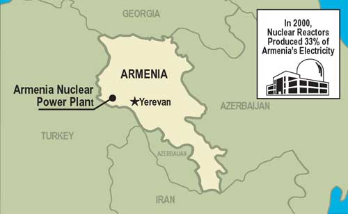 Map of Armenian nuclear power plant