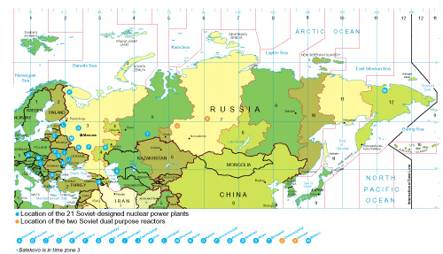 Map of Time Zones in Former Soviet Union